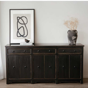 Carrington 6 Door 3 Drawer Sideboard – Antique Black at Online8 Furniture Auckland NZ