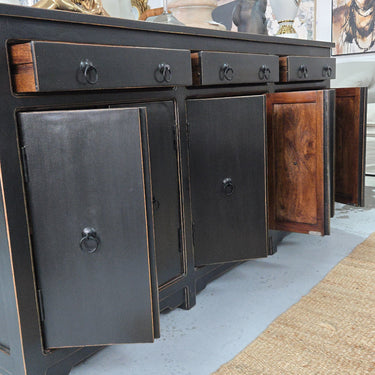 Carrington 6 Door 3 Drawer Sideboard – Antique Black at Online8 Furniture Auckland NZ