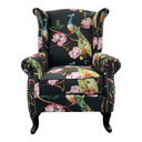 Castella Wingback Patchwork Armchair - Peacock at Online8 Furniture Auckland NZ