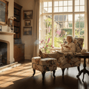 Castella Wingback Patchwork Armchair with Ottoman - Peacock at Online8 Furniture Auckland NZ