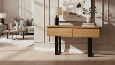 Catalina Console Table – Messmate Timber with Resin Inlay at Online8 Furniture Auckland NZ