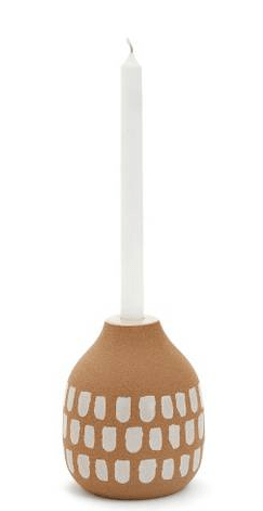 Ceramic Candle Holder Tan-White at Online8 Furniture Auckland NZ