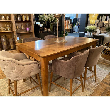 Charleston Buttoned Back Barstool - Oak Legs at Online8 Furniture Auckland NZ