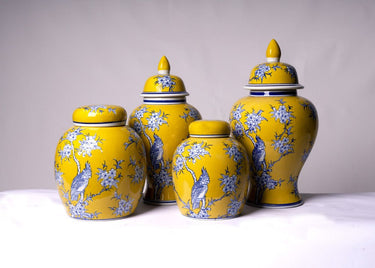 Chelsea Bird & Flower Ceramic Jar - Large at Online8 Furniture Auckland NZ