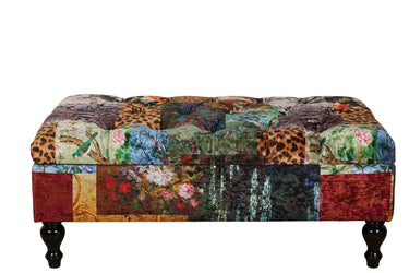 Chesterfield Patchwork Ottoman with Storage - Leopard at Online8 Furniture Auckland NZ