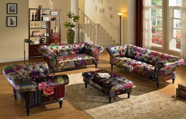 Chesterfield Patchwork Ottoman with Storage at Online8 Furniture Auckland NZ