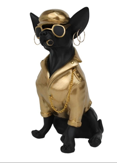 Chihuahua Statue - Gold & Black at Online8 Furniture Auckland NZ