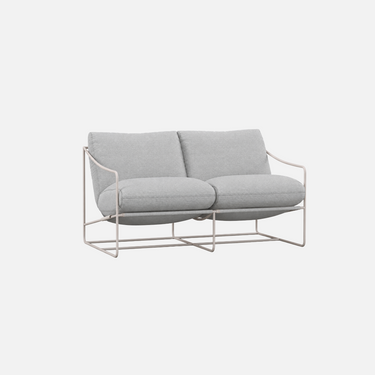 Coco Sling outdoor sofa in Fossil with white powder-coated aluminium frame