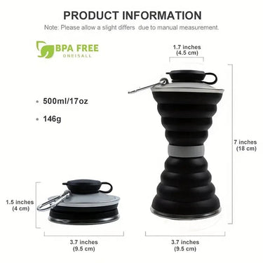Collapsible Water Bottle - Black at Online8 Furniture Auckland NZ