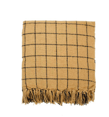 Cordova Checked Cotton Throw - Tan at Online8 Furniture Auckland NZ