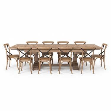 Country Double Extension Dining Suite - 10-Seater at Online8 Furniture Auckland NZ
