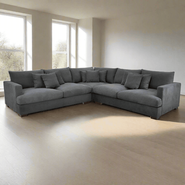 Crescent Corner Lounge Suite - Deep Seats - Charcoal at Online8 Furniture Auckland NZ