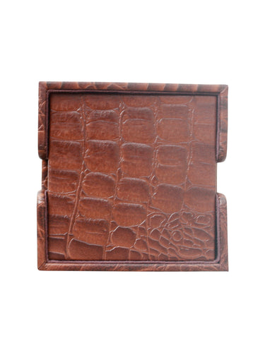 CROC Design Coasters In Case Set/6 Tan at Online8 Furniture Auckland NZ