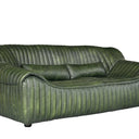 Cuban 2 Seater Leather Sofa in olive, 1800 x 1000 x 700mm on slender dark metal legs