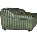 Cuban 2 Seater Leather Sofa in rich olive green that deepens to a patina with age
