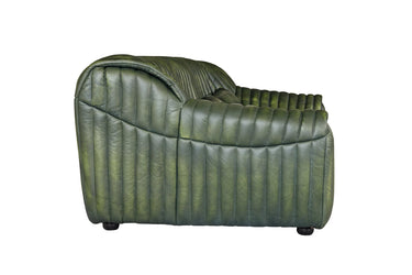 Cuban 3 Seater Leather Sofa with generously padded seat, back and arms on slender dark metal legs