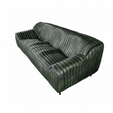 Cuban 3-Seater Leather Sofa - Olive at Online8 Furniture Auckland NZ