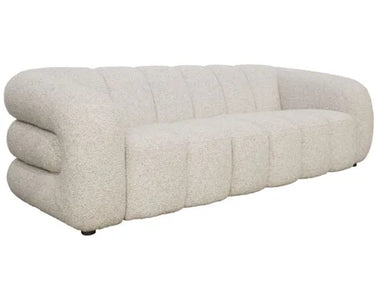 Dani 3 Seater Sofa in textured oatmeal fleck with a rubberwood frame and foam fill