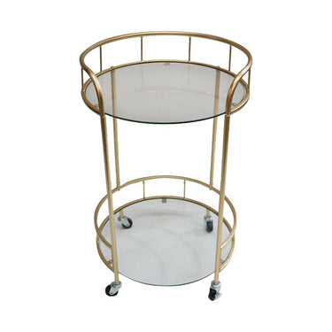 Delta Round Bar Cart - Gold at Online8 Furniture Auckland NZ