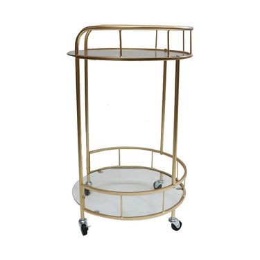 Delta Round Bar Cart - Gold at Online8 Furniture Auckland NZ