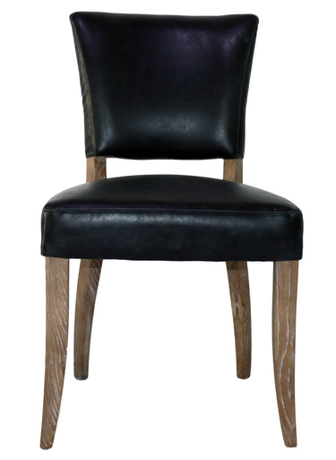 Derringer Dining Chair in Vintage Ebony vegan leather with brass nailhead trim at Online8 Furniture Auckland NZ