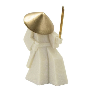 Designer Samurai Figurine - White & Gold - 24cm at Online8 Furniture Auckland NZ