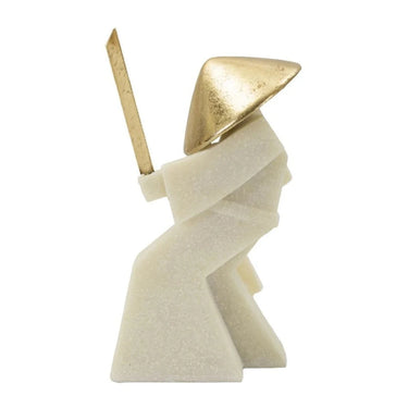 Designer Samurai Figurine - White & Gold - 24cm at Online8 Furniture Auckland NZ