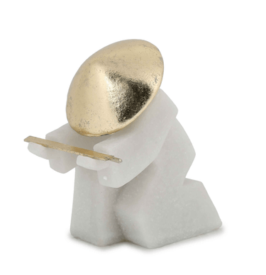 Designer Samurai Figurine – White with Gold - 16cm at Online8 Furniture Auckland NZ