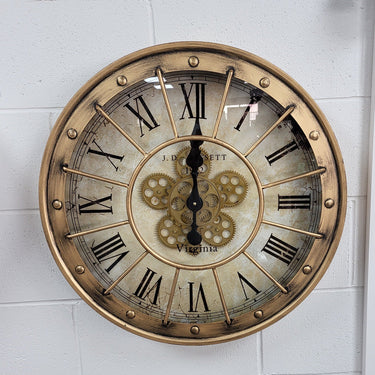 Distressed Copper Wall Clock with Gears at Online8 Furniture Auckland NZ