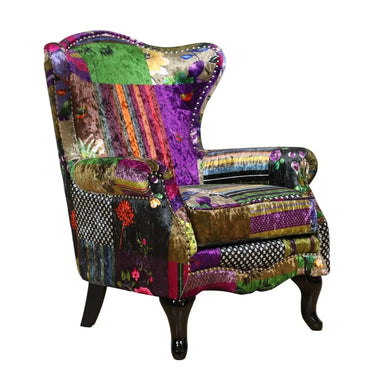 Dorset Patchwork Armchair with Ottoman at Online8 Furniture Auckland NZ