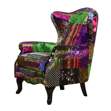 Dorset Patchwork Wingback Armchair at Online8 Furniture Auckland NZ