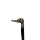 Black and polished nickel Duck Shoe Horn measuring 34.5cm tall for slipping on shoes with less bending