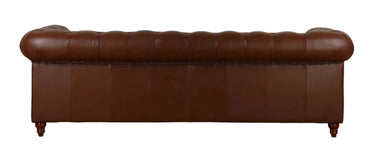 Elaiza Chesterfield 3-Seater Leather Sofa - Cuba Brown at Online8 Furniture Auckland NZ