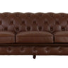 Elaiza Chesterfield 3-Seater Leather Sofa - Cuba Brown at Online8 Furniture Auckland NZ