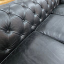 Elaiza Chesterfield Top Grain 3 Seater Sofa - Vintage Black at Online8 Furniture Auckland NZ