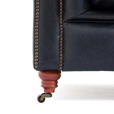 Elaiza Chesterfield Top Grain 3 Seater Sofa - Vintage Black at Online8 Furniture Auckland NZ