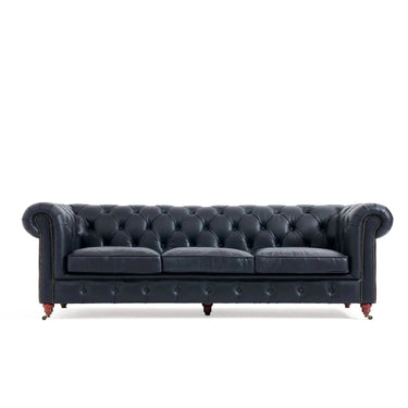 Elaiza Chesterfield Top Grain 3 Seater Sofa - Vintage Black at Online8 Furniture Auckland NZ