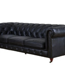 Elaiza Chesterfield Top Grain 3 Seater Sofa - Vintage Black at Online8 Furniture Auckland NZ