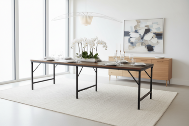 Emile Iron and wood Trestle Table - 3000mm at Online8 Furniture Auckland NZ