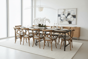 Emile Iron and wood Trestle Table - 3000mm at Online8 Furniture Auckland NZ