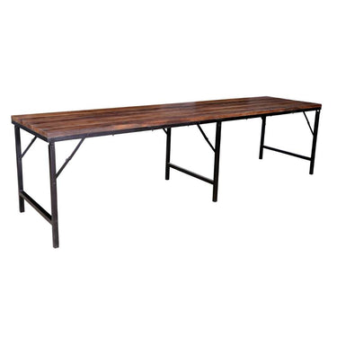 Emile Iron and wood Trestle Table - 3M at Online8 Furniture Auckland NZ