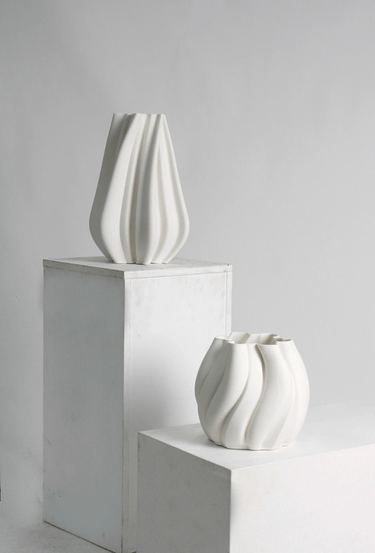Emmy White 3D Printed Ceramic Vase - Small at Online8 Furniture Auckland NZ