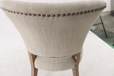 Ezra Dining Studded Chair - Natural Linen at Online8 Furniture Auckland NZ