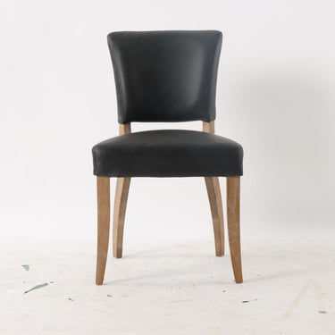 Ezra Leather Studded Dining Chair - Black at Online8 Furniture Auckland NZ