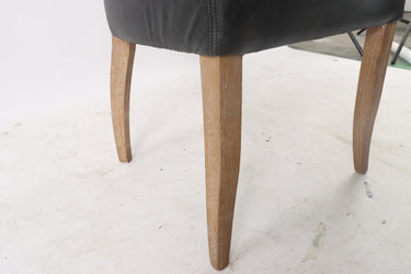 Ezra Leather Studded Dining Chair - Black at Online8 Furniture Auckland NZ