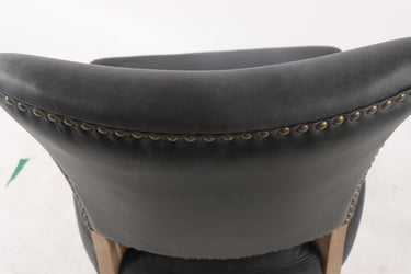 Ezra Leather Studded Dining Chair - Black at Online8 Furniture Auckland NZ