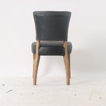 Ezra Leather Studded Dining Chair - Black at Online8 Furniture Auckland NZ