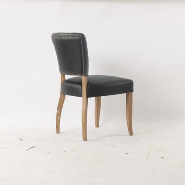 Ezra Leather Studded Dining Chair - Black at Online8 Furniture Auckland NZ