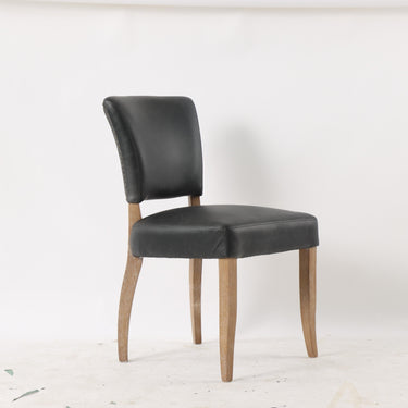 Ezra Leather Studded Dining Chair - Black at Online8 Furniture Auckland NZ