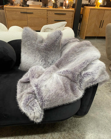 Faux Fur Cushion - Grey at Online8 Furniture Auckland NZ